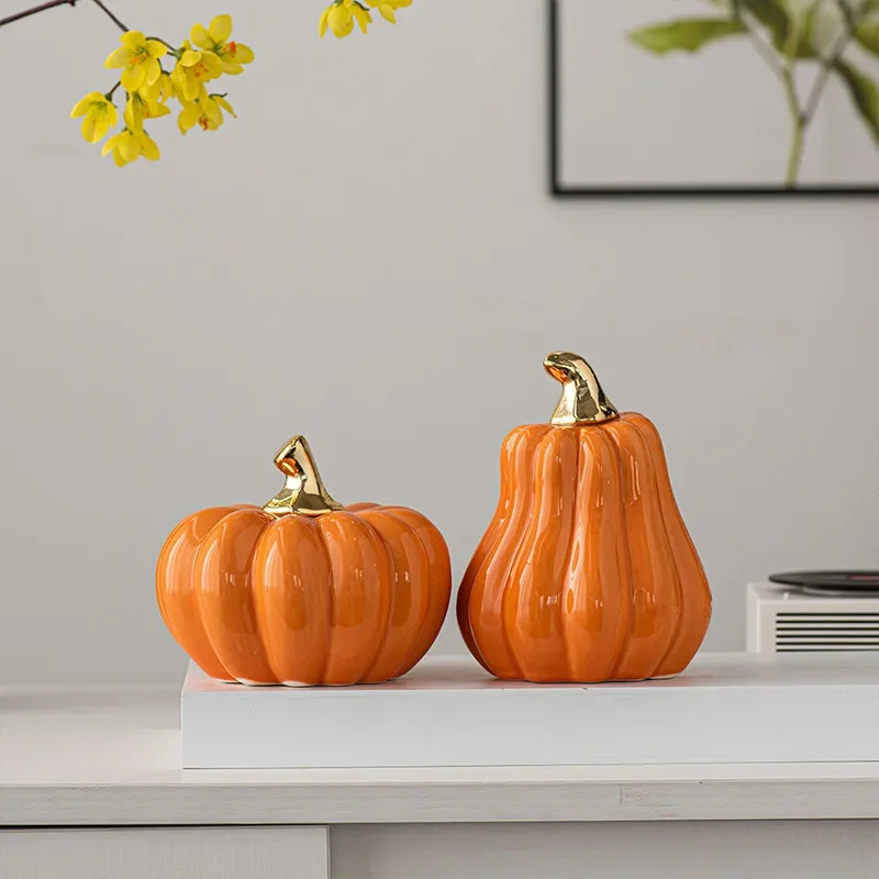 "Ceramic Pumpkin Decor - Minimalist Modern Home Decor for Entryway, Office & Living Room, Halloween & Fall Tabletop Art Piece"
