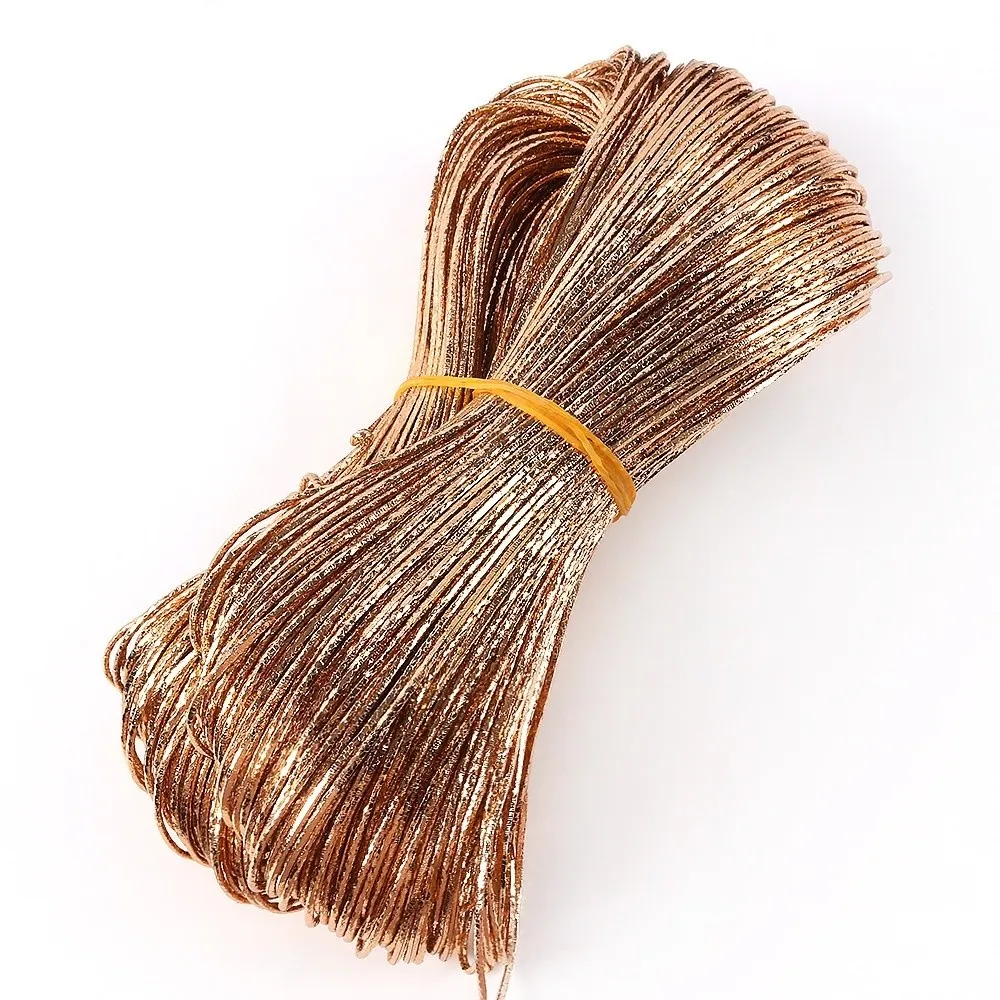 Shiny Finish PU Leather Ribbon Rope Crushed Ice Texture 2m Length Decorative Strap PU Leather Material 2mm Round Shape