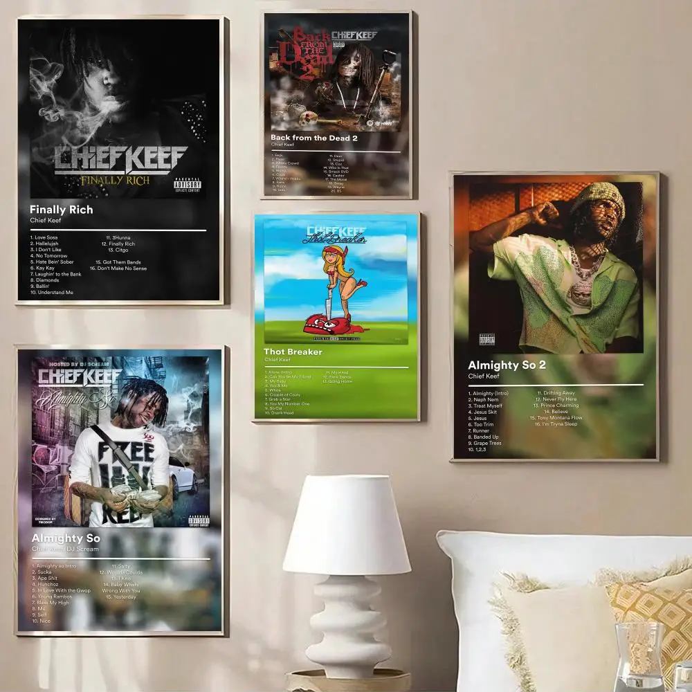 Pop Singer C-Chief Keef Poster Modern Minimalist Wall Art Prints for Bedroom Living Room Room Decor Aesthetic Gift