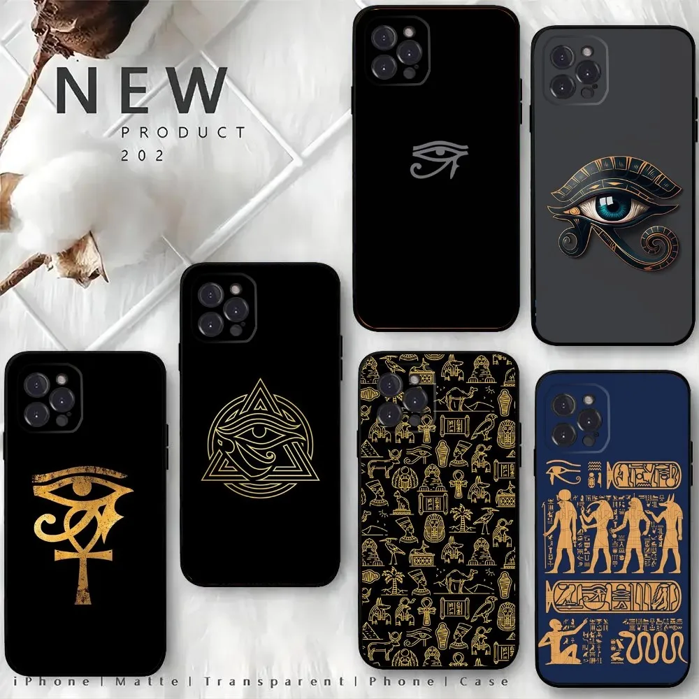 Ancient Egypt Eye Of Horus Phone Case For iPhone15,14,13,12 Mini 11 Pro XR,X,XS,MAX 6S,7,8 Plus Silicone Cover Soft Black