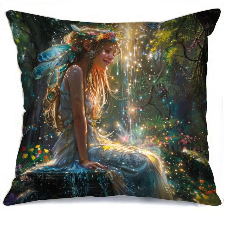 ديكور المنزل مسحور الجنية المطبوعة رمي وسادة تغطي نمط غطاء الوسادة مناسبة ل أريكة غرفة نوم غطاء وسادة السيارة