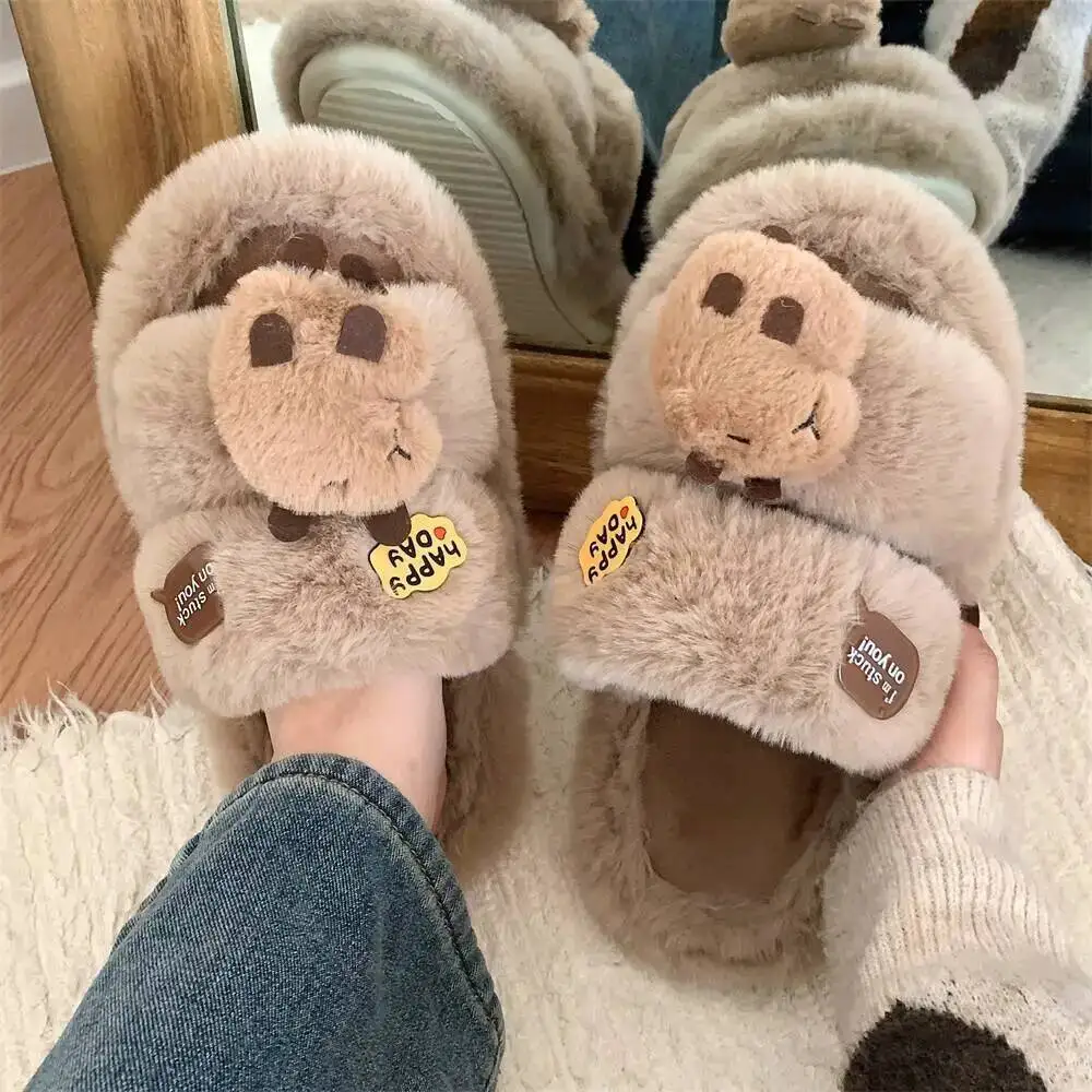 

Anti Slip Furry Home Slippers For Women Cute Capybara Style Autumn Winter Indoor Household Cotton Slippers