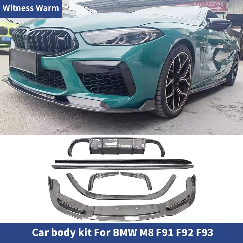 For BMW F91 F92 F93 M8 Carbon Fiber Front Bumper lip Air Vents Rear Bumper Diffuser Side Skirts Rear Wings Spoiler