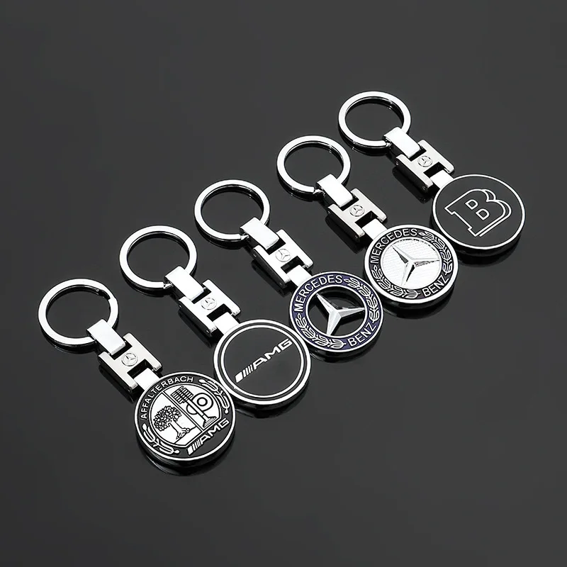 Metal Car Keychain Pendant Double sided Key Ring for Mercedes Benz New B/C/E Class A Class C200L GLC GLK New CLA GLA