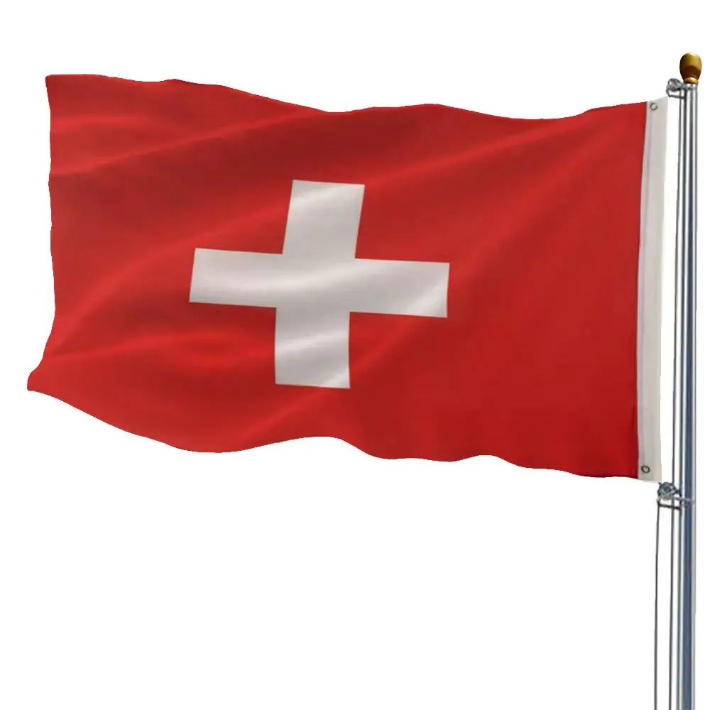 العلم الوطني السويسري قسط البوليستر ديكور المنزل في الهواء الطلق / داخلي، الأحداث الصليب الأحمر والأبيض علم سويسرا
