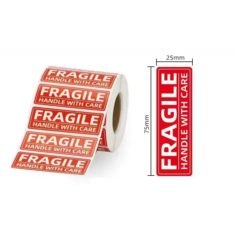 Hoog zelfklevend breekbaar label (120 stuks/rol) Engels "Handle with Care" waarschuwingsbord Express-verpakking Anti-val transportlabel