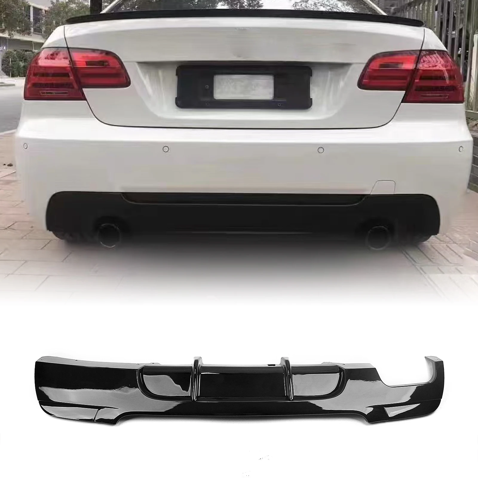 

Rear Bumper Diffuser Lip Gloss Black Lower Boot Spoiler Splitter Guard For BMW 3 Series E92 E92 LCI 325i 328i 335i Coupe M-Sport