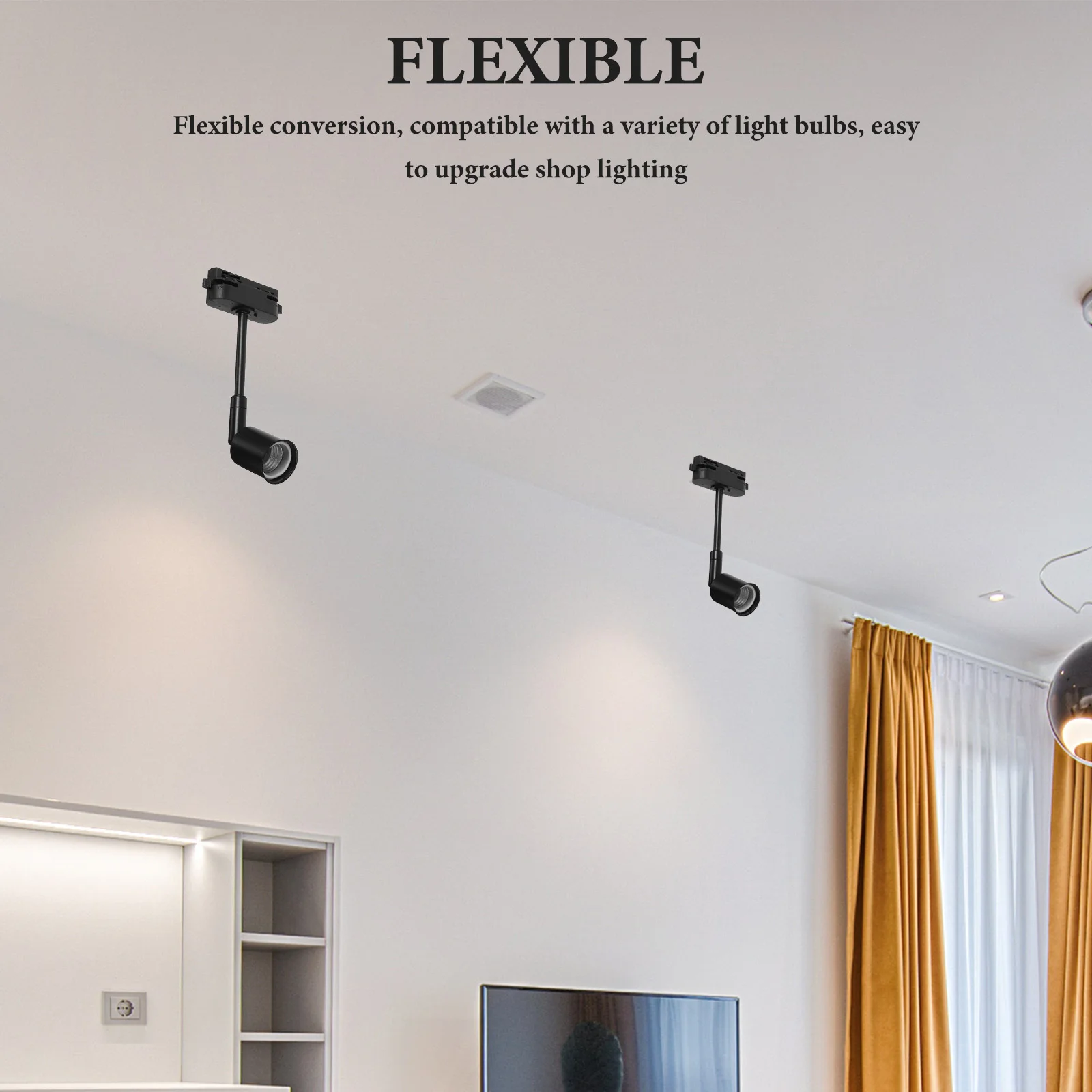 

E27 Socket Lamp Holder Adapter White LED Bulb Converter for Track Lighting Fixtures Retail Store Commercial Display Use