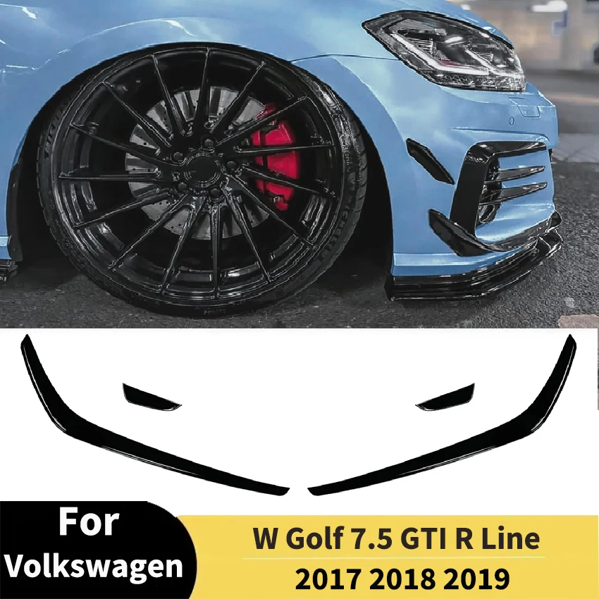 

For Volkswagen VW Golf 7.5 GTI R Line 2017 2018 2019 Car Front Bumper Side Air Vent Trim Carbon Fiber Look Spoiler Canards 4pcs