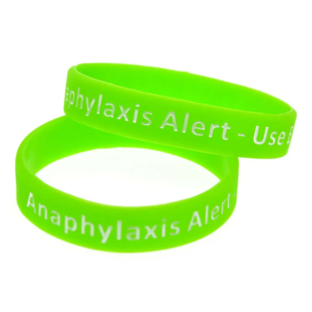 50 Pcs Anaphylaxis Alert Silicone Bracelet Medical Rubber Bracelet Adult Size