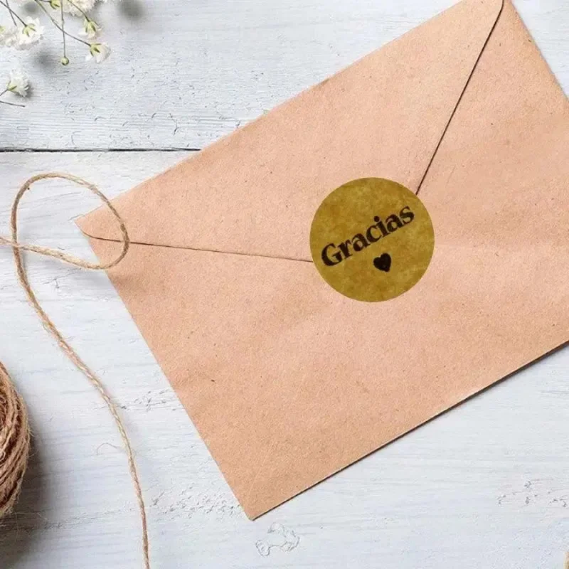 500pcs/rollSpanishGraciasThank You Stickers Envelope Sealing Stickers Baking Gift Packaging Bag Sealing Stickers Holiday Decorat