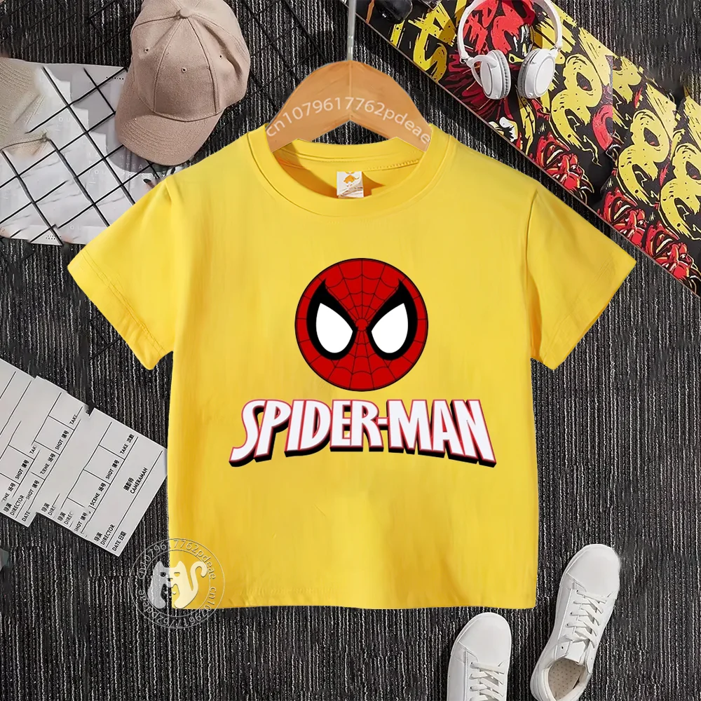 Superhero Summer Teen 100% Cotton T-shirt Kids Cartoon Alphabet Print casual cotton T-shirt for boys and girls Short sleeves for