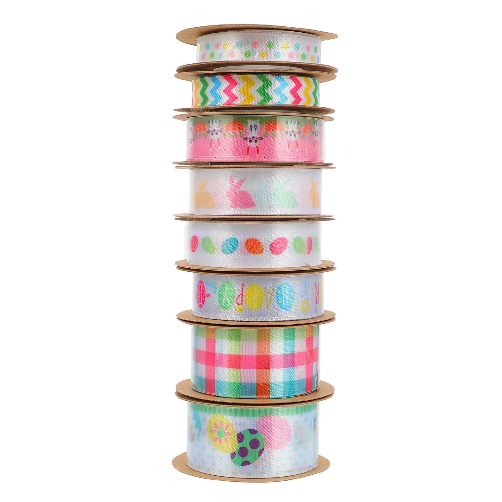 

8 Rolls Egg Bunny Ribbon Green Garlands Candies Decorative Ribbons Easter DIY Crafts Supplies Bow Tie