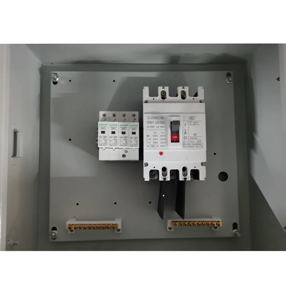 AC Array strings Combiner Box including ac surge protector and molded case circuit breaker mccb for solar pv system