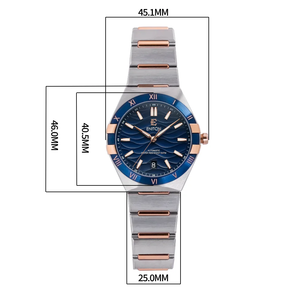 ENITON водонепроницаемые 40 мм часы из розового золота для бизнеса NH35A механизм Tribute винтажные роскошные наручные часы со светящимся сапфировым стеклом