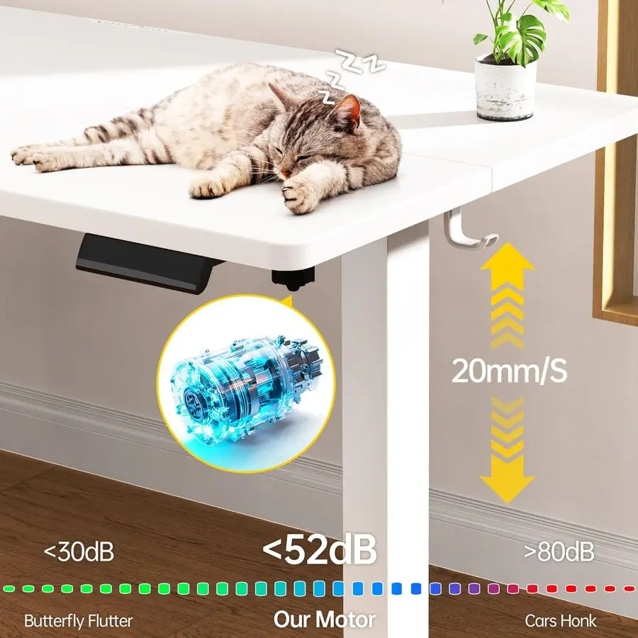 مكتب قائم كهربائي كبير مقاس 55 بوصة، يجلس للوقوف، ارتفاع قابل للتعديل، طاولة كمبيوتر مكتبية منزلية للعمل للدراسة، وسادة المشي