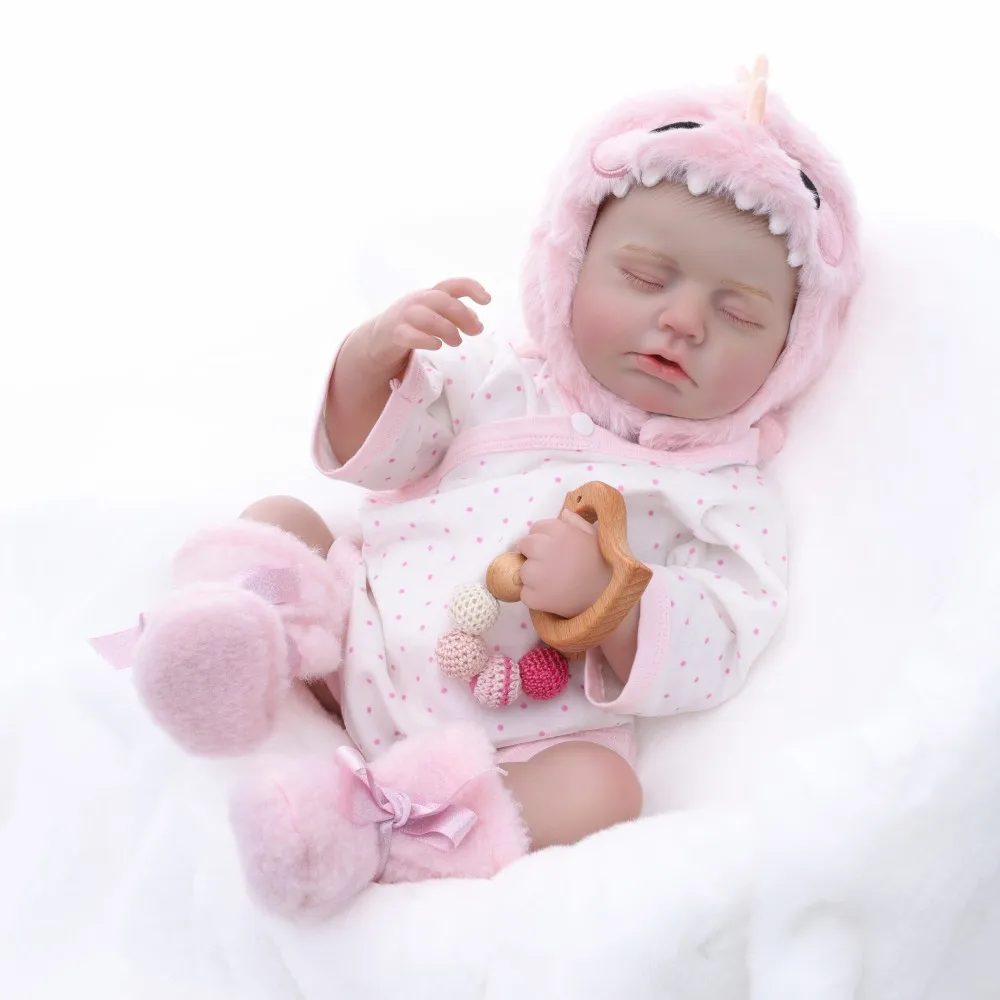 Cloveray 48cm Realistyczna Lalka Reborn z Winylu Całego Ciała, 20-calowa Pluszowa Lalka Jednorożec z Winylu, Ręcznie Robiona Oryginalna Zabawka, Prezent Świąteczny dla Dziecka