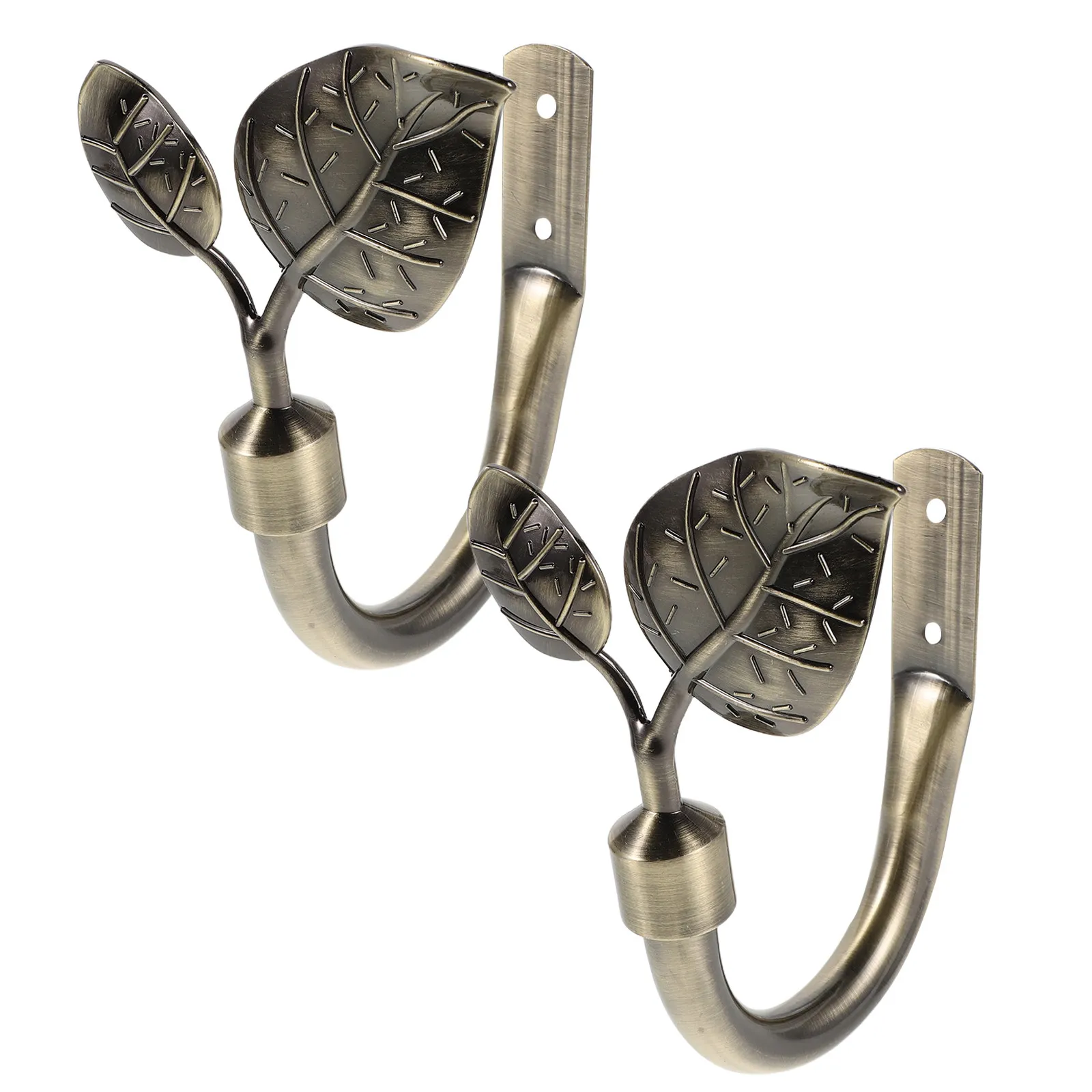 2Pcs Leaf Curtain Holdbacks Metal Wall Mounted Tie Back Hooks Elegant Nature Inspired Design for Scandinavian Country Decor