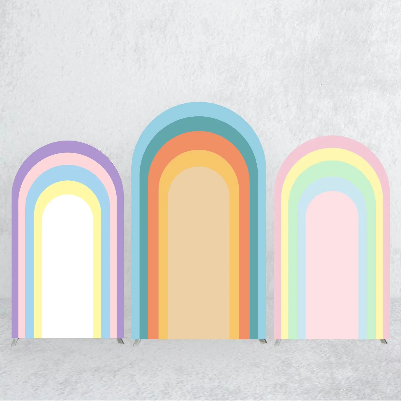 

Mehofond Rainbow-colored Arch Backdrop Covers Gradient Color for Baby Shower Birthday Party Background Decoration 2-sided Props