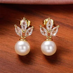 Huitan Hot Trend Simulated Pearl Stud Earrings for Women Modern 2022 Design Fashion Versatile Lady's Earrings Drop Ship Jewelry