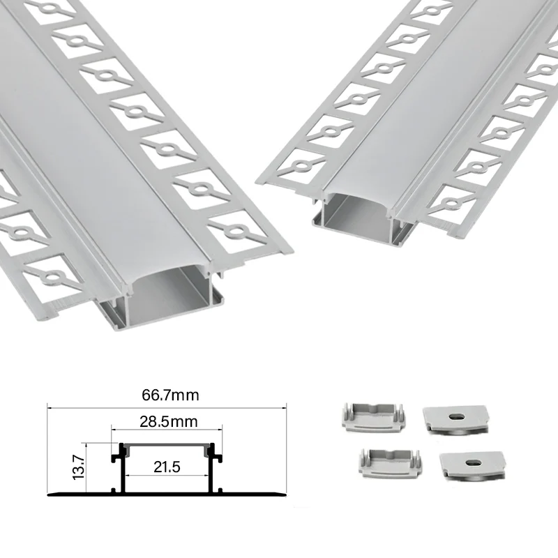 66.7x13.7mm Led Profile Lights Extrusion Aluminum Hard Bar Strip Lighting Recessed Plaster Lamp