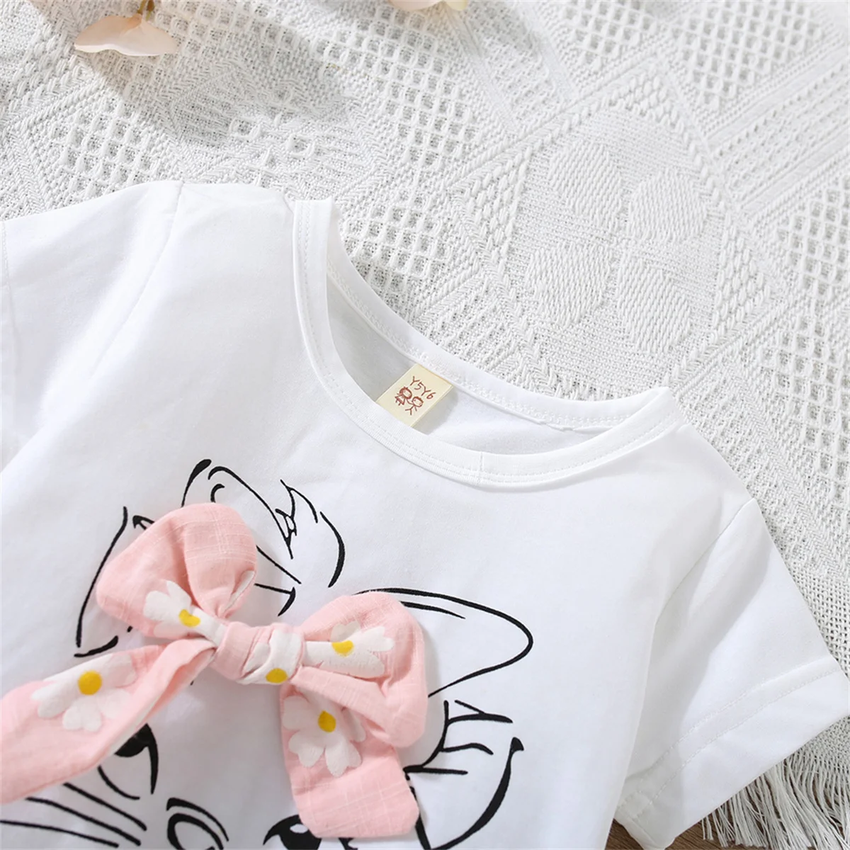 Flower Cat Print Infant Dress Summer New Girls\' Baby Short Sleeve Dress Cute Girl Children\'S Clothing