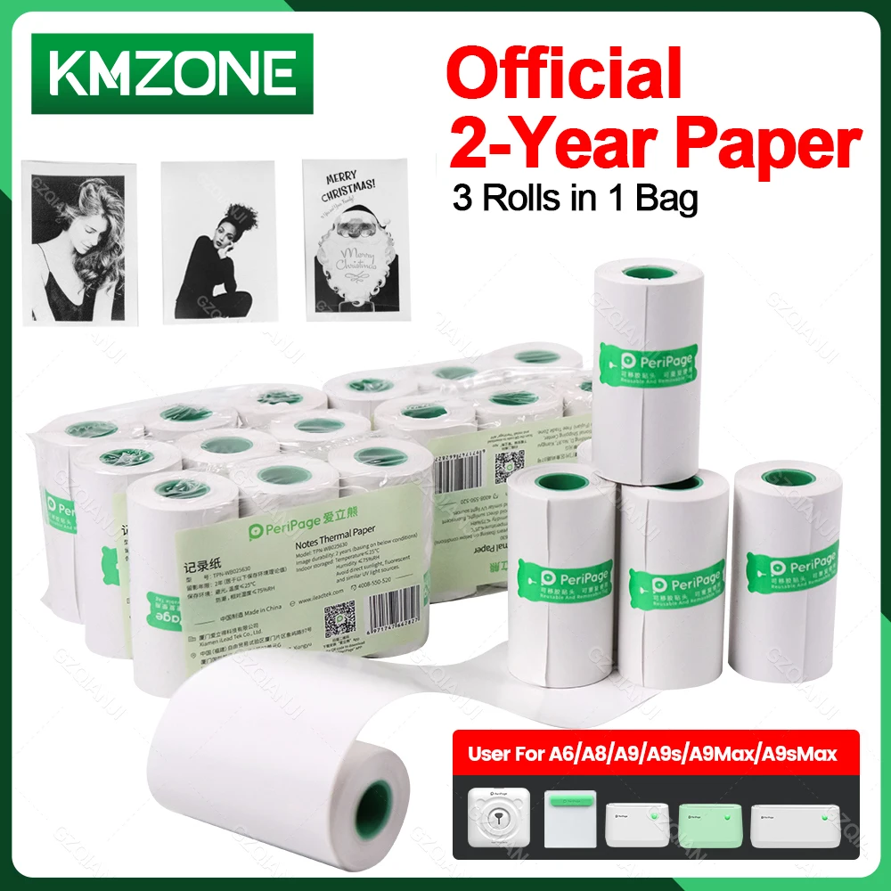 Peripage 58mm Thermal Paper White Adhesive Sticker Rolls for Pocket Photo Printer Mini Machine Picture Image Receipt Printing