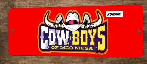 Wild West Cowboys of Moo Mesa Arcade Video Game 4x12 Metal Wall Sign Marquee