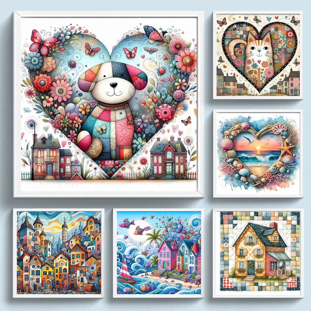 

Full Embroidery cotton Thread 11CT Printed House Cross Stitch Kit Art