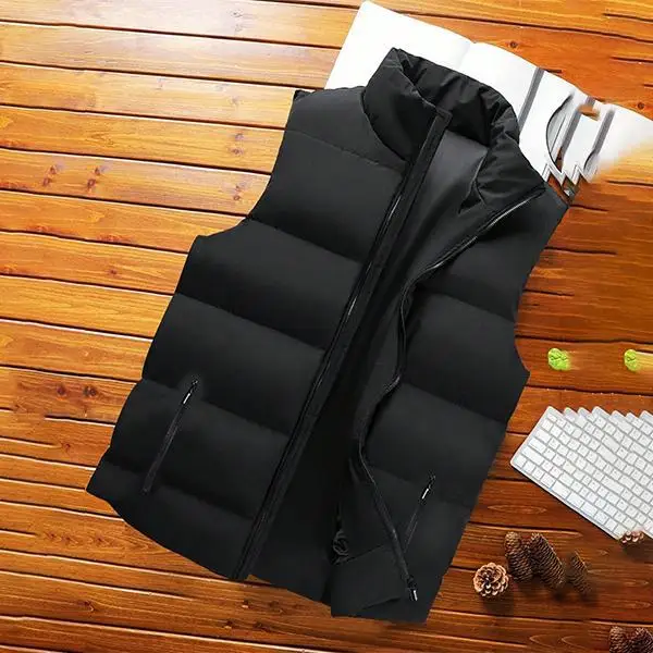 Men's Thick Warm Winter Vest Casual Loose Fit High Collar Businesswear for Cold Weather Comfortable Special Wide Size
