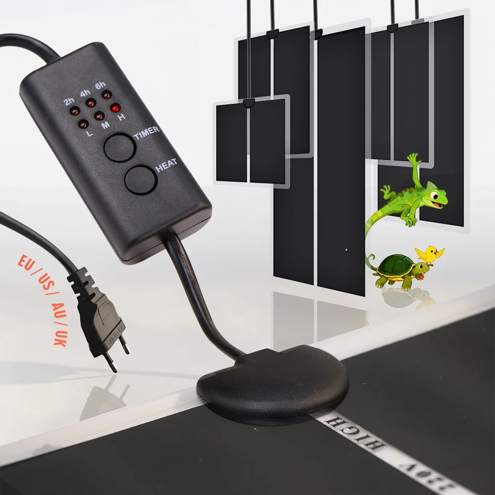 

45W-5W Pet Plant Heating Pad Reptile Warmer Heat Mat 2/4/6H Timing 3-Gear Temperature Controller Indoor Garden Terrarium Heater
