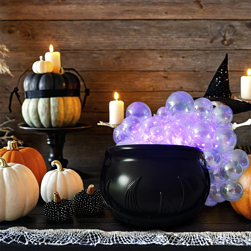 Multi-Purpose Halloween Party Decorations DIY Bubbling Cauldron Set Black Plastic Bowl Spooky Vintage Decor for Home Party Table