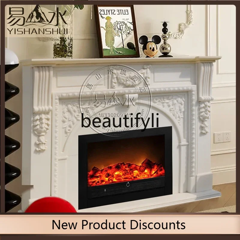 

Asmt56 Marble mantel heating living room villa decoration ornament rich atmosphere European style white marble custom