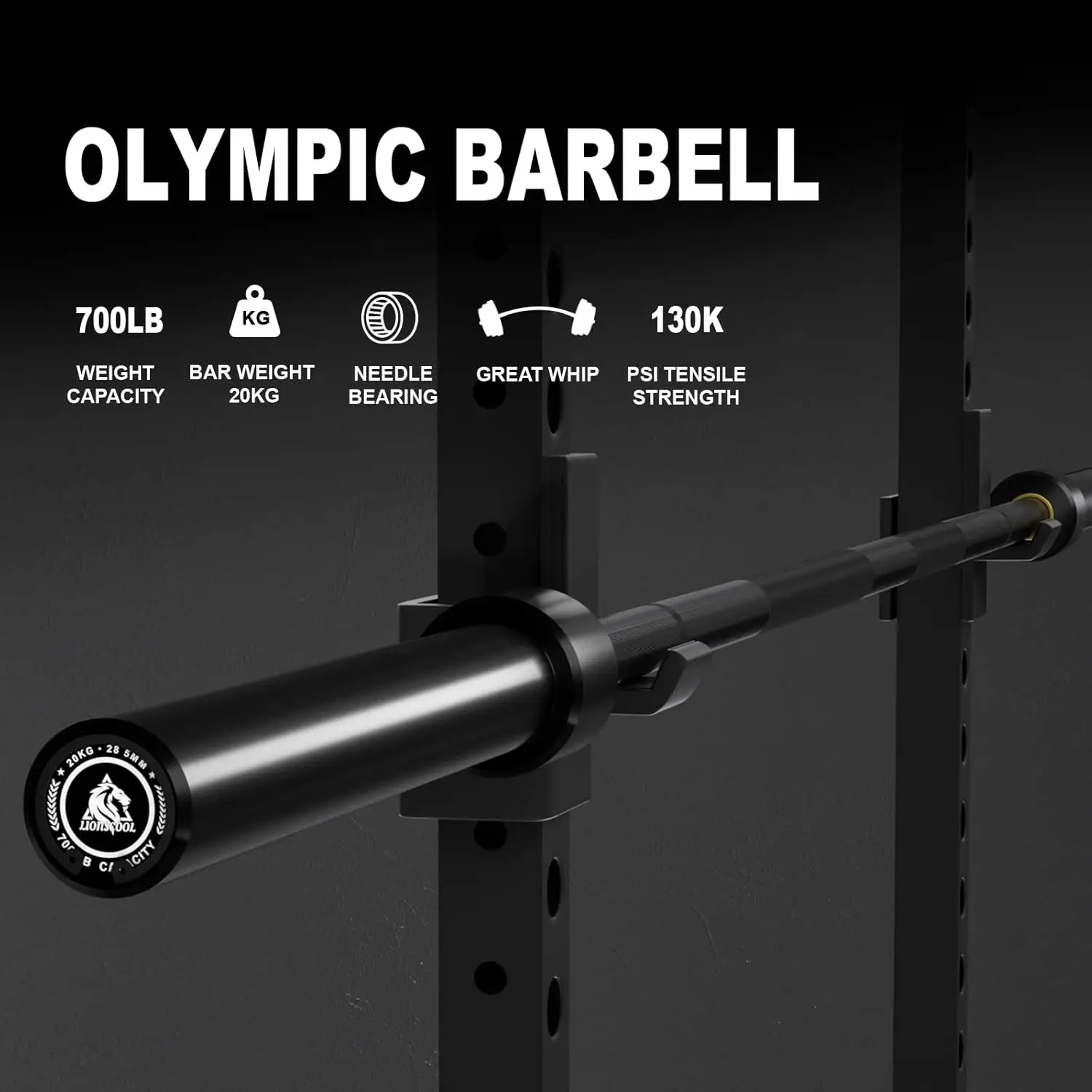 Weightlifting, Power Lifting in Gym - 2-Inch Steel Barbell, 7FT, 700lbs/1000lbs/1500lbs Capacity