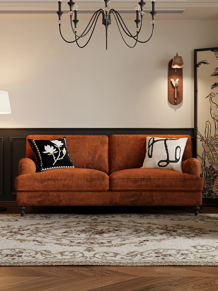 

Designer light luxury living room B & B hotel small apartment fabric sofa Nordic simple retro straight row medieval style