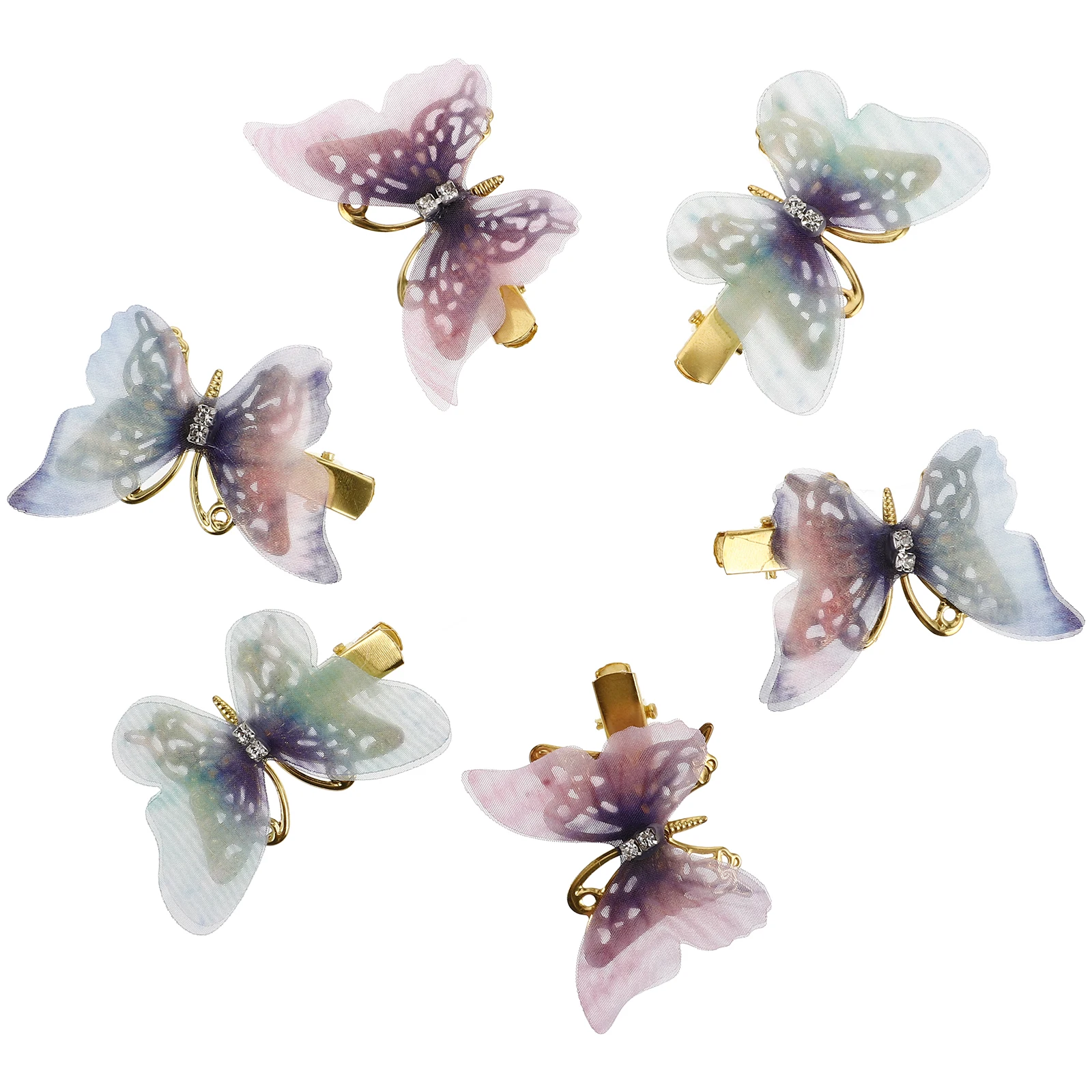 

6pcs For Girls Cute 3D Design Accessories Colorful Pins Women Butterfly Large Clips Festival Hair Accessories Easy To Use Hair