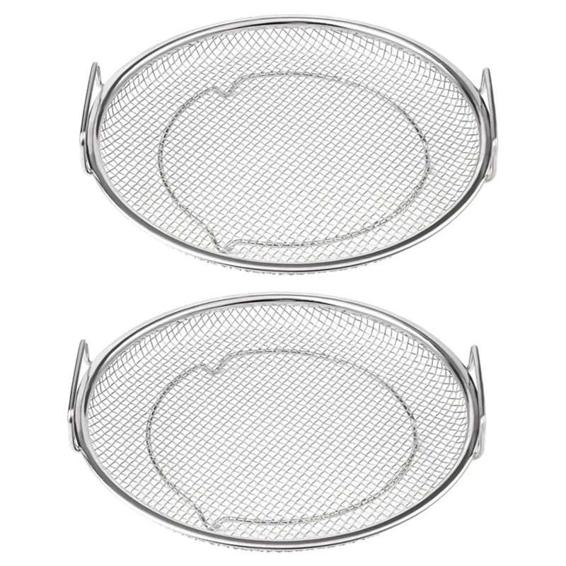 Pantalla de filtro de residuos de aceite de acero inoxidable para freír, artefacto de drenaje de aceite de oreja, placa de pantalla de filtro, pollo frito, plata, 2 piezas