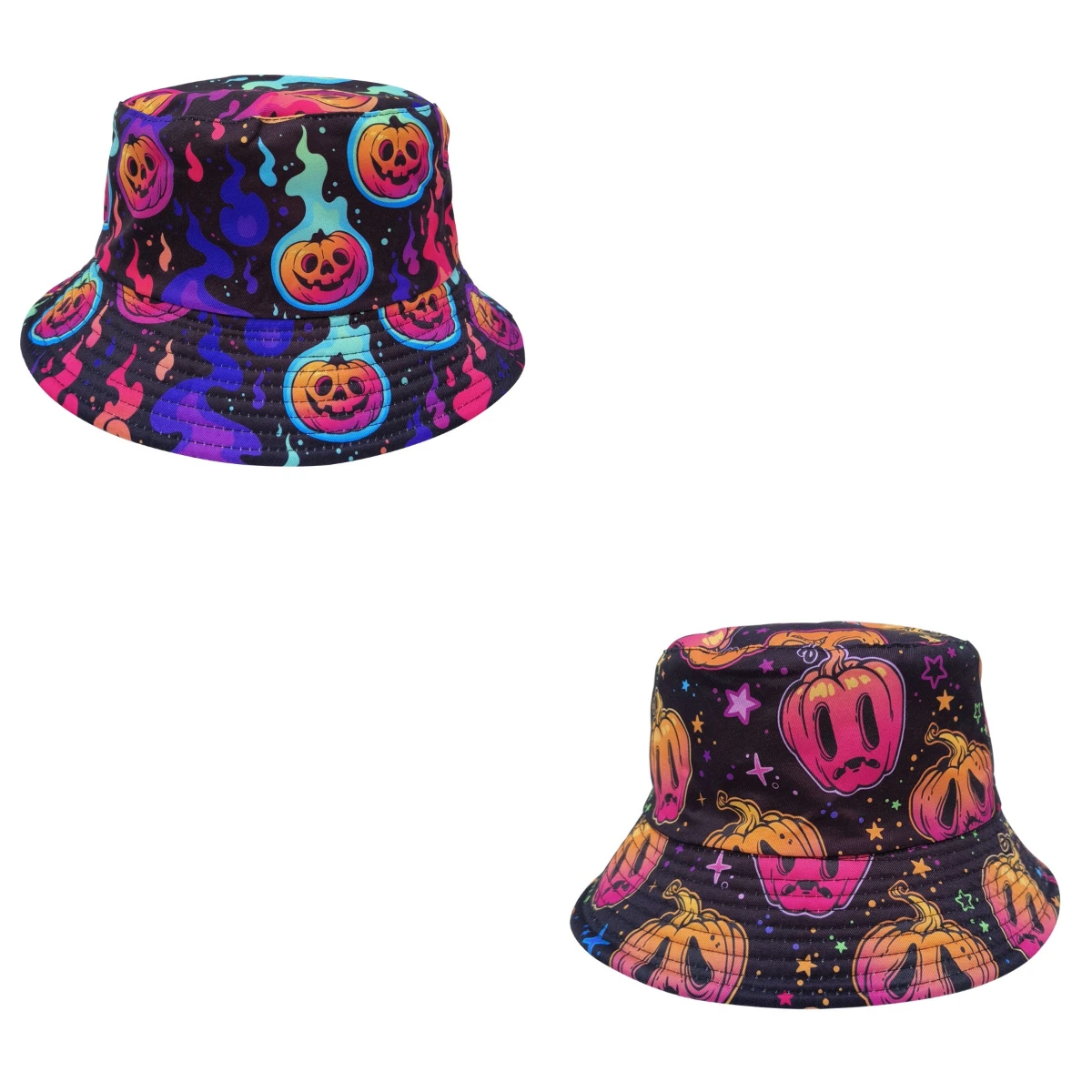 

Halloween Pumpkin Print Bucket Hat for Men and Women Panama Festival Fisherman's Hat Funny Skull Decoration Sunshade Outdoor Hat