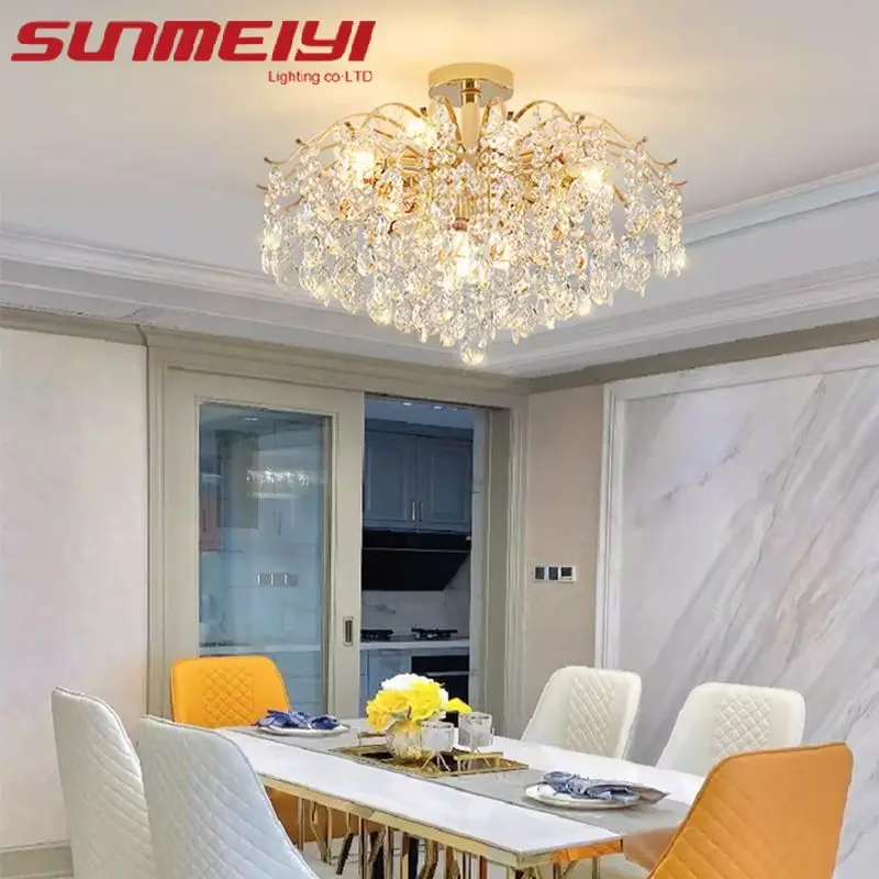 Light Luxury Chandelier Living Room Lamp high-end Postmodern Net Red Crystal Lamp French Simple Fashion Bedroom Lighting Lamps
