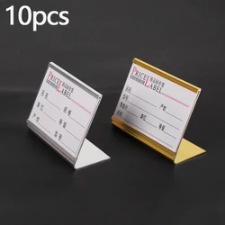 10pcs/lot Small Aluminum L Shape Mini Sign Holder Display Stand Snack Price Card Tag Label Holder Table Number Stand Display