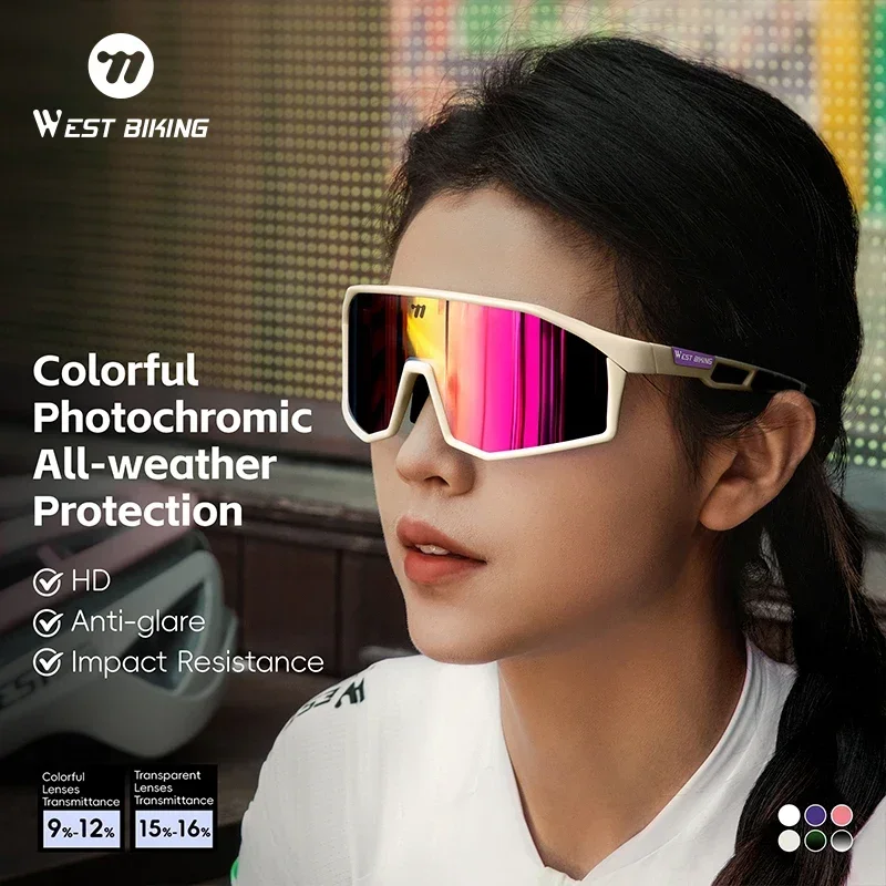 

WEST BIKING Photochromic Sports Cycling Glasses Men Women UV400 Bike Sunglasses Outdoor Eyewear MTB Bicycle Riding Hiking Goggle