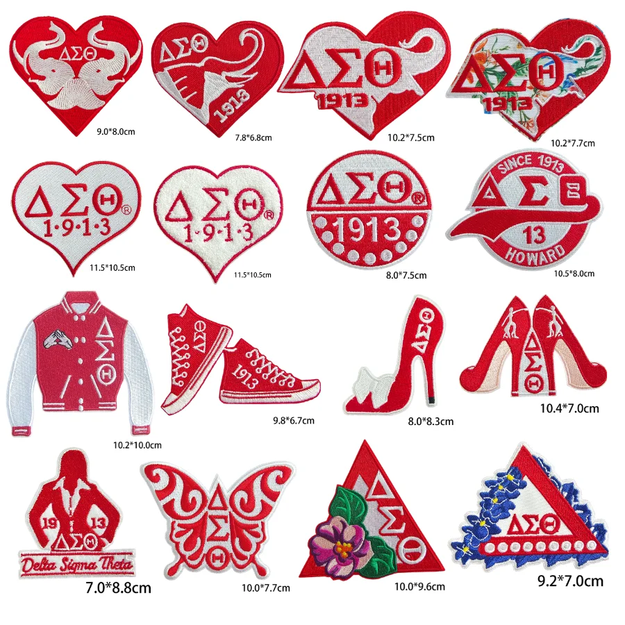 رقعة تطريز مسطحة بحروف يونانية من دلتا سيجما ثيتا، رمز ثقافي يوناني حديد على رقعة للقلنسوة والحقائب #4