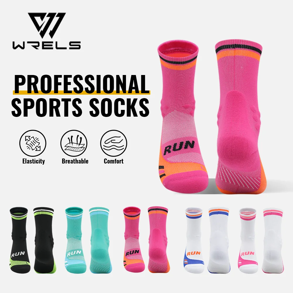 WRELS 1 Paar Sportsocken, feuchtigkeitsableitend, schnell trocknend, Kompressionssocken, Handtuchboden, langlebig, für Jungen und Mädchen, atmungsaktive Laufsocken