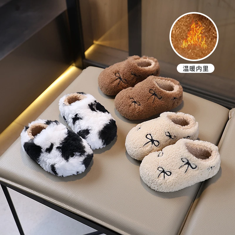 

Новинка 2023 года, домашняя детская осенне-зимняя теплая детская хлопковая обувь на мягкой подошве, детские хлопковые тапочки, милые для мальчиков и девочек