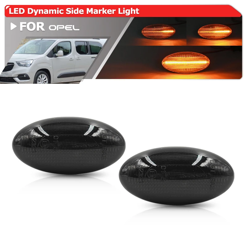 2xsmoked Luz de señal de giro de marcha dinámica para Opel Vauxhall Combo Life Zafira Vivaro Fender Direction Blinkers lámpara de indicador lateral