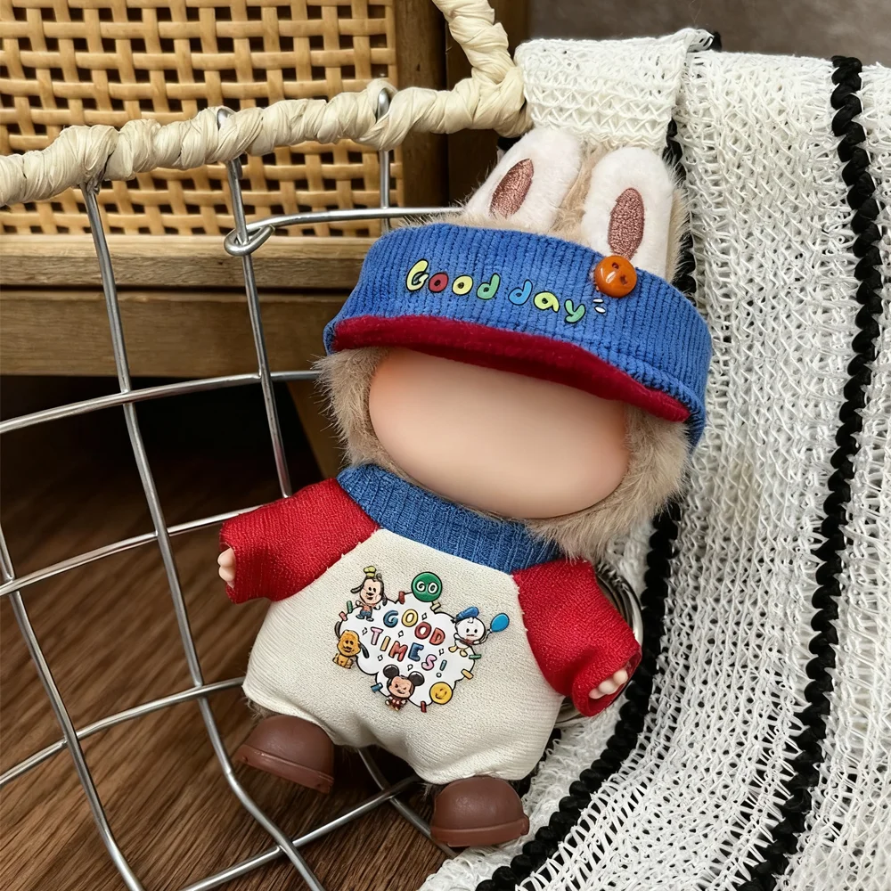 Ropa para muñeca Labubu 4,0, Mini accesorios para muñecas, conjunto de monos, disfraces colgantes para muñecas de Navidad, adorno de ropa de dibujos animados de 10cm