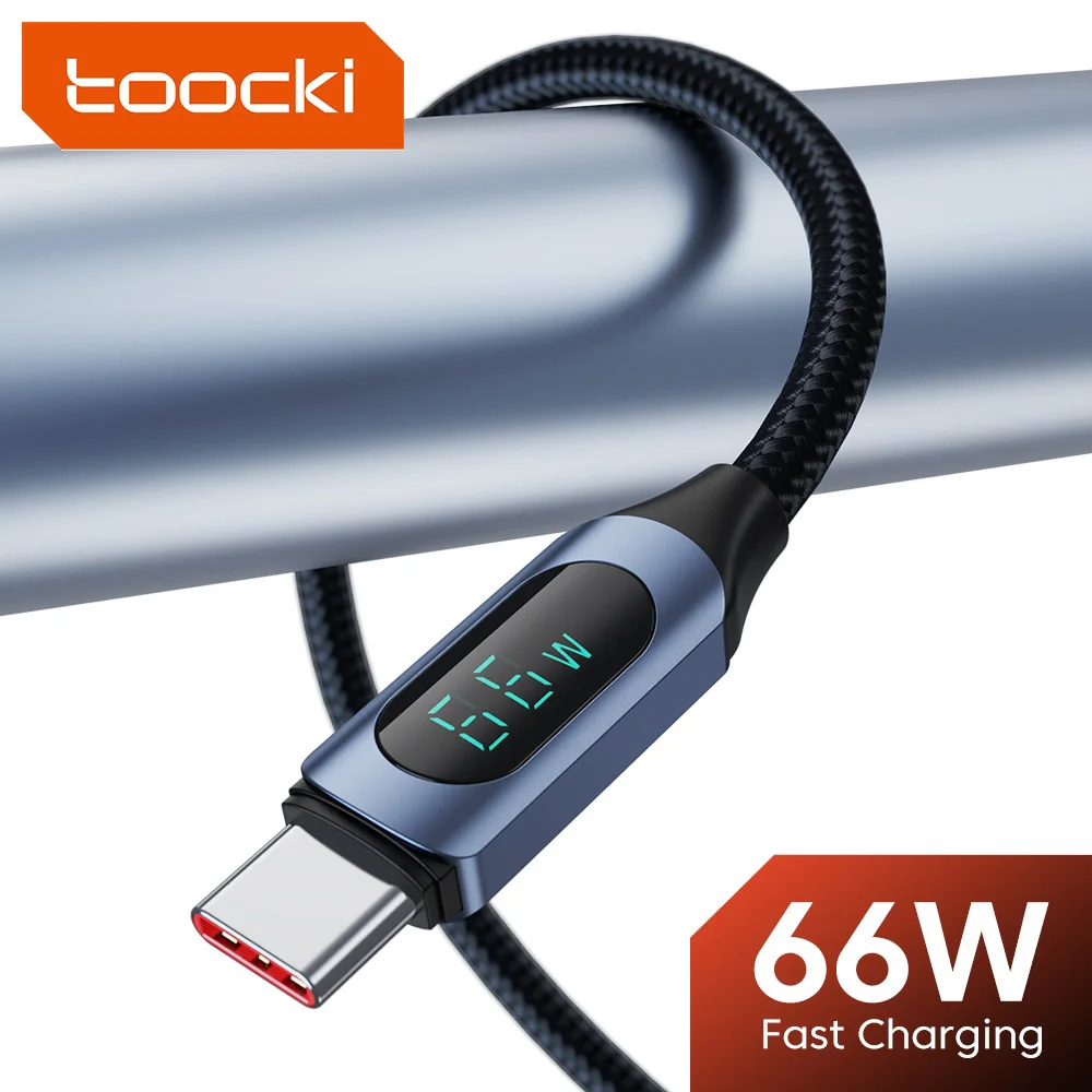

Toocki 6A USB C Cable Digital Display 66W USB C To Type C Fast Charging Cable For Huawei Samsung Xiaomi Realme Oneplus