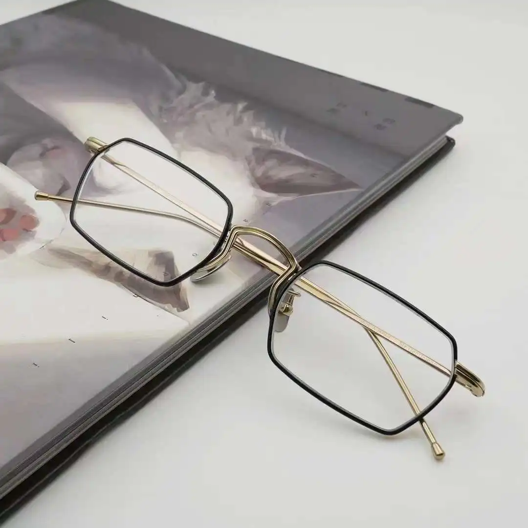 

Japanese Literary Style Hand-made Pure Titanium Eyeglasses Irregular Polygon Glasses Frame Retro Vintage Brand