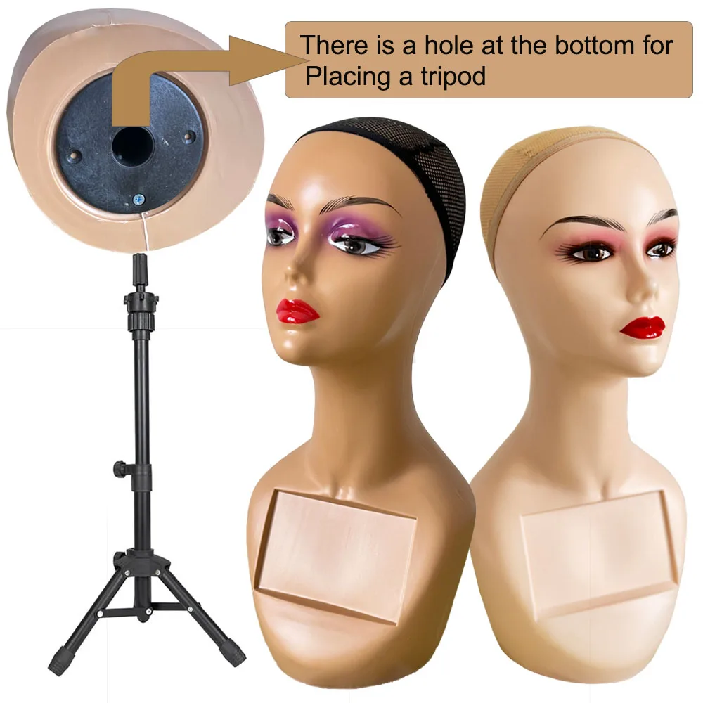 Manequim plástico cabeça para perucas Display, Wig Stand, modelo para fazer perucas, manequim