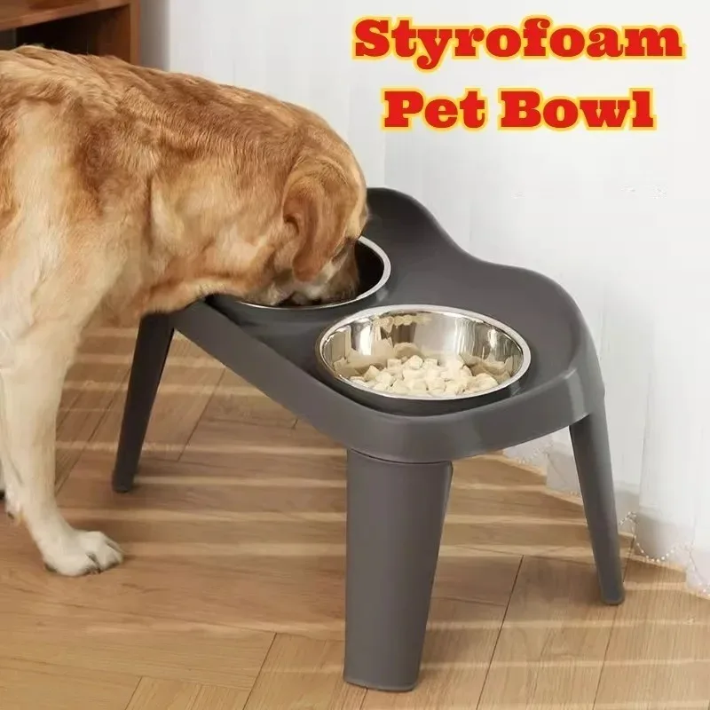

Stainless Steel Elevated Dog Bowls Double Anti Tip Pet Food Dish Golden Retriever Large Breed Neck Support Non Slip Feeder Stand